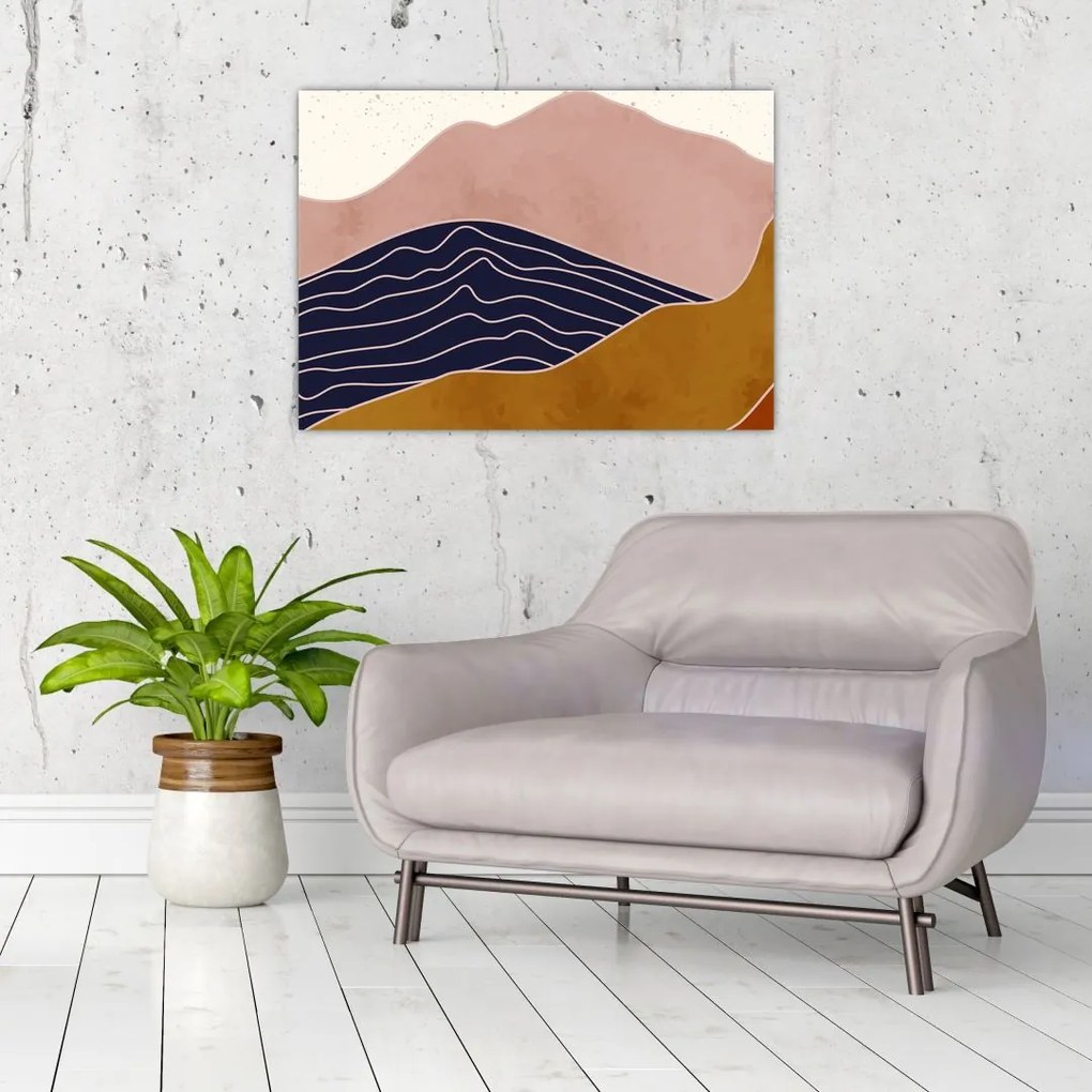 Tablou pe sticlă - Soarele deasupra munților (70x50 cm)