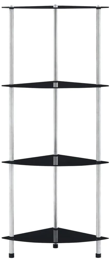 249520 vidaXL Raft cu 4 niveluri, negru, 30 x 30 x 100 cm, sticlă securizată