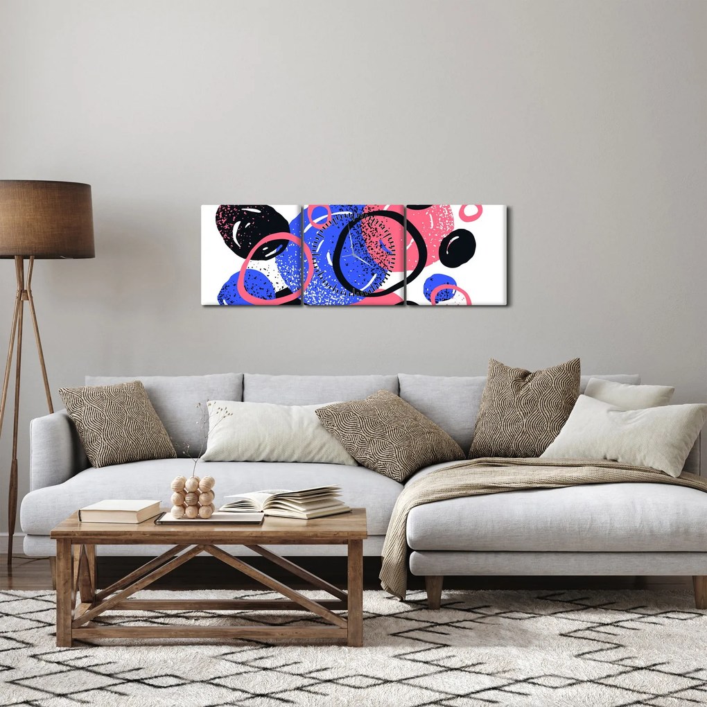 Tablou - Motiv cercuri în culori vii (cu ceas) (90x30 cm)
