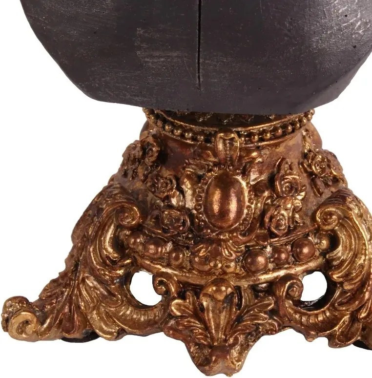 Suport pentru bijuterii din polirășină, negru, model bust de manechin, detalii aurii lucrate manual, 45 x 22 x 18 cm, „Cabaret”