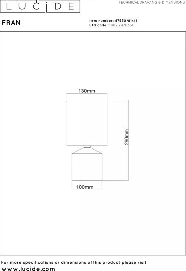 Lucide 47550/81/41 - Lampă de masă FRAN 1xE14/40W/230V maro
