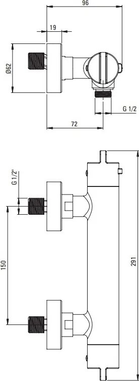 Baterie pentru Duș termostatata finisaj crom BCH_04BT