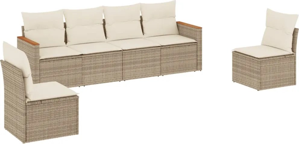 vidaXL Set canapele de grădină cu perne, 6 piese, bej, poliratan