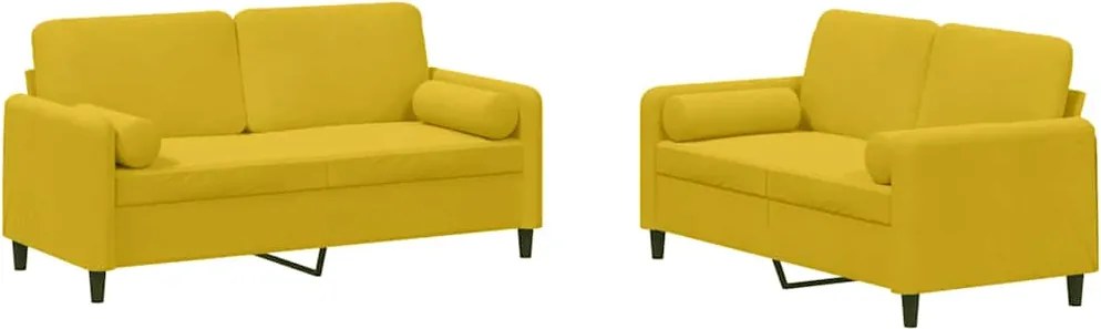 vidaXL Set de canapele cu perne, 2 piese, galben, catifea