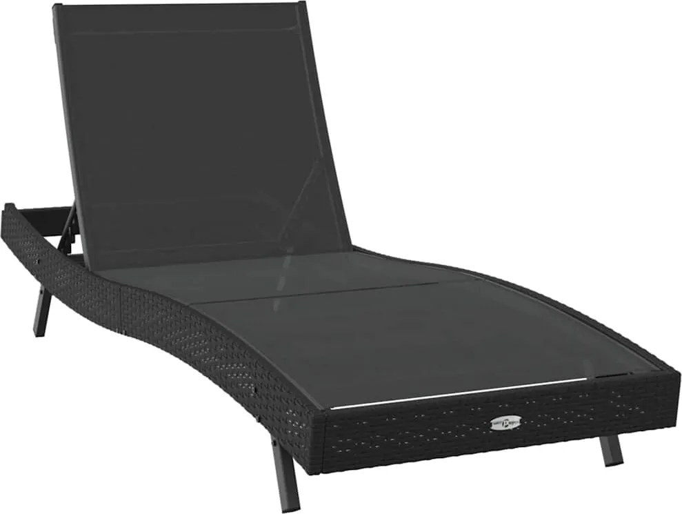 vidaXL Șezlong Negru 197 x 70 x 82 cm poliratan