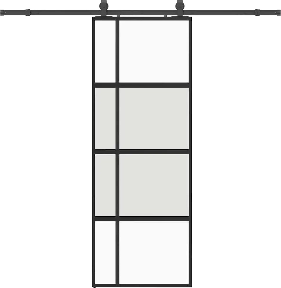 vidaXL Ușă glisantă cu set feronerie neagră 76x205cm sticlă securizată