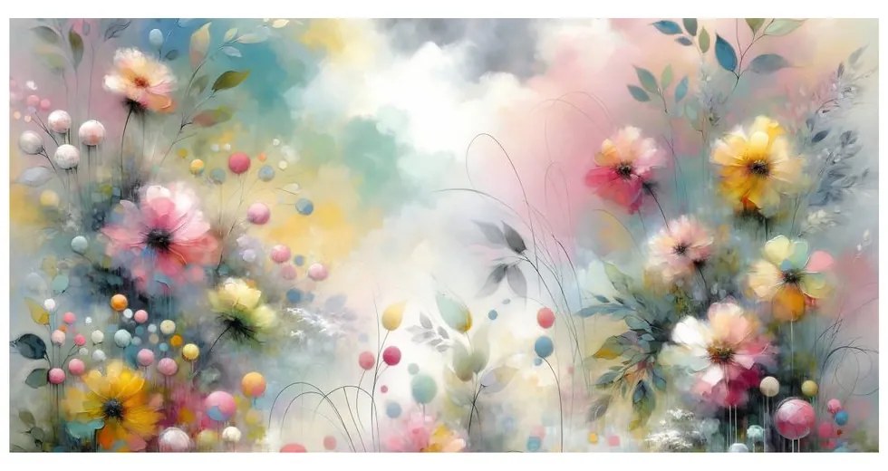 Tablou flori pastelate romantice