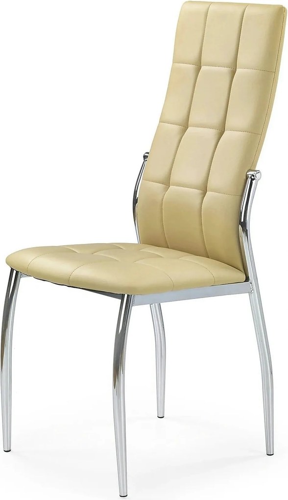Scaune bucatarie inox K209, bej/crom, piele ecologica/metl, 43x54x101x