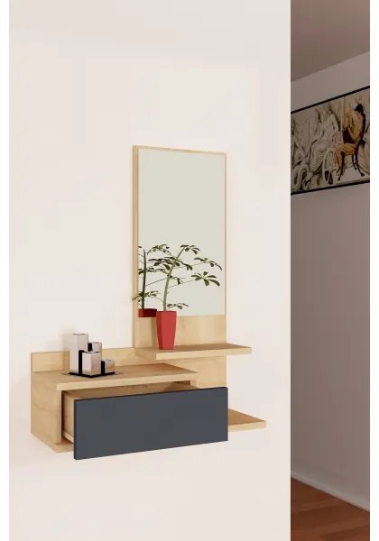 Raft cu oglindă ROZELLA 90x60 cm bej/antract