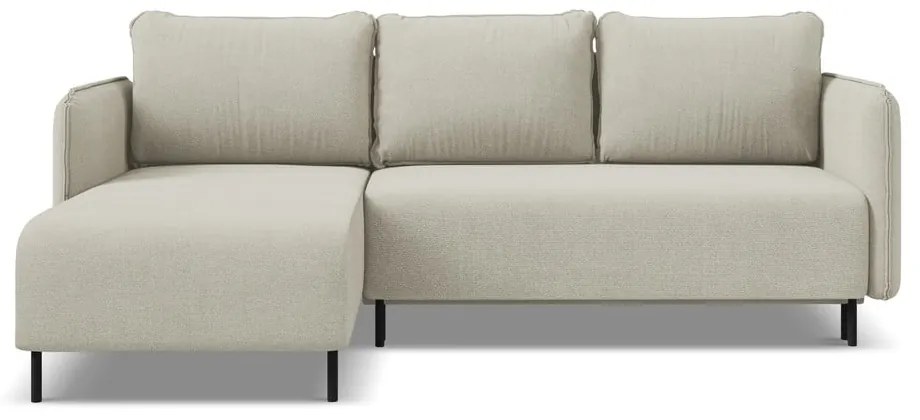 Colțar bej extensibil/cu spațiu de depozitare (cu colț pe partea stângă) Luana – Makamii