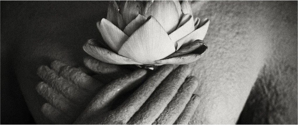 Tablou - Lotus în mâinile lui Buddha (120x50 cm)
