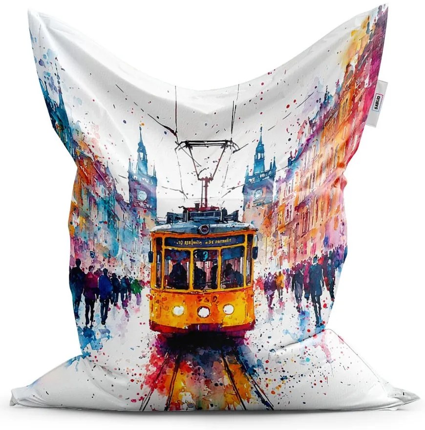 Sac de șezut Classic tramvai galben Paint - pentru copii, colorat