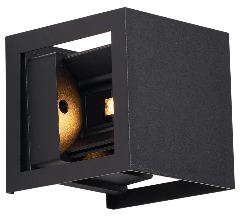 Lampă de perete modernă neagră cu LED inclus IP44 - Edwin Quadro