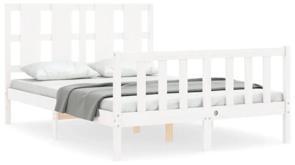3192227 vidaXL Cadru de pat cu tăblie, alb, 120x200 cm, lemn masiv