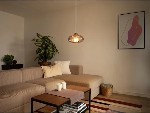 Osram - Pendul pe cablu DECOR SMOKE, 1xE27/12W/230V, Ø 28 cm, negru/gri fumuriu