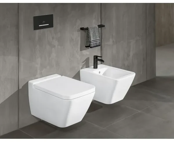 Clapeta actionare rezervor WC incastrat, Villeroy&Boch ViConnect, negru mat - crom, 922169AN