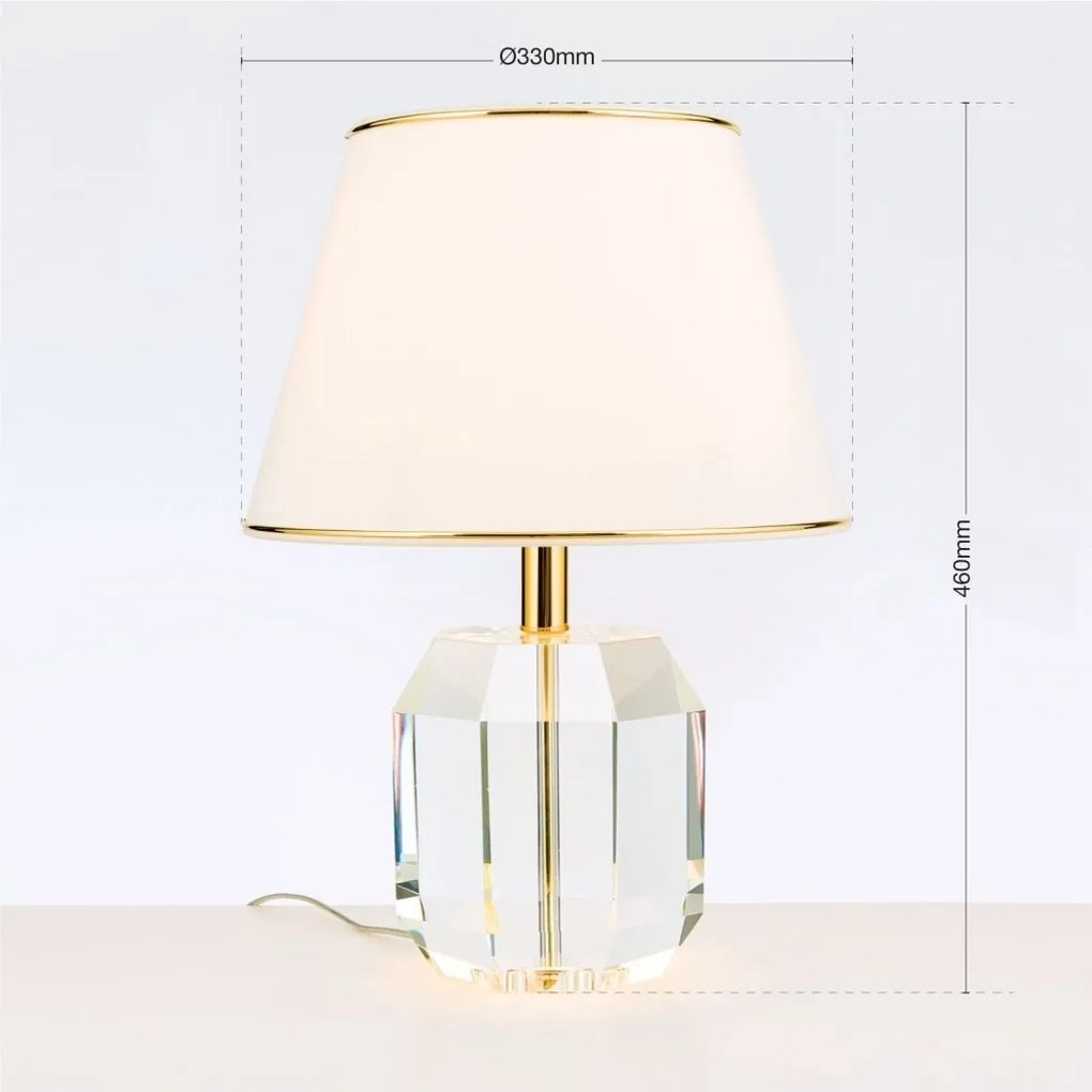 Veioza design lux cu cristal K9 ALEXIS crem/auriu