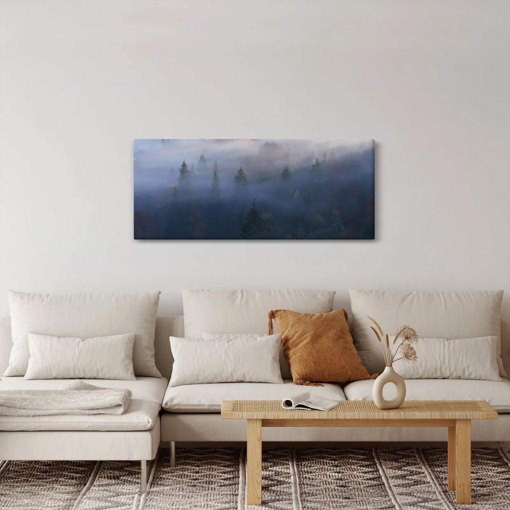 Tablou - Pădure în ceță, Carpați, Ucraina (120x50 cm)