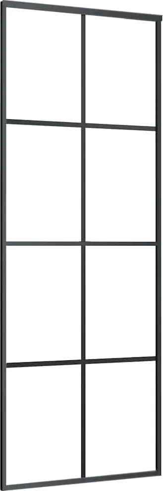 vidaXL Ușă glisantă, negru, 76x205 cm, aluminiu și sticlă ESG