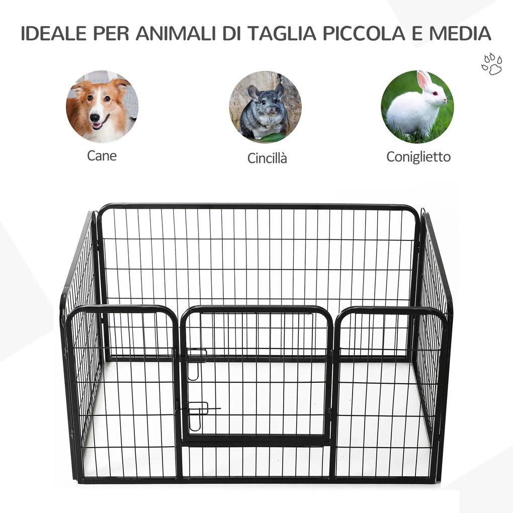 Gard Modular pentru Animale de Companie Pliabil, cu 4 carlige, Negru 125x80x70cm PawHut | Aosom RO