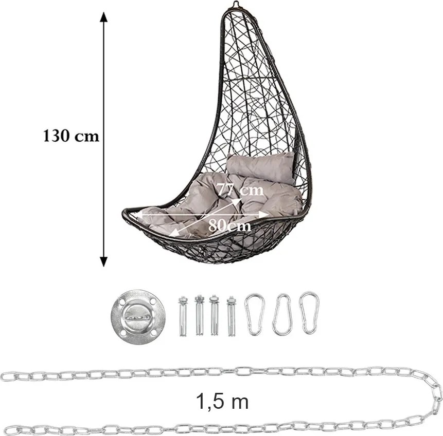 Natal Easy grădină hamac scaun maro cu kit de fixare