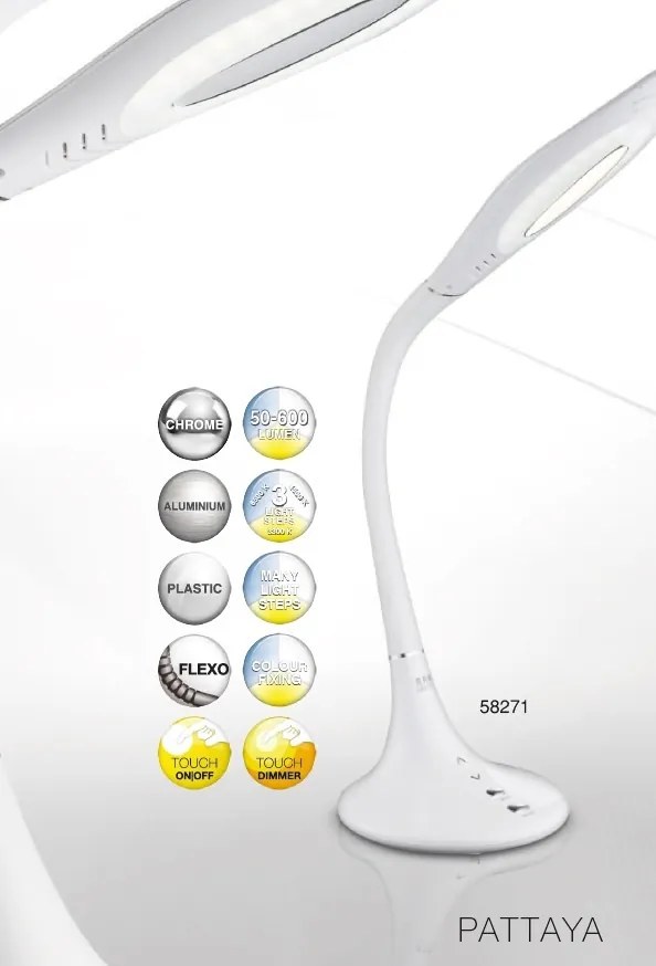 Veioza de birou LED / Lampa de masa cu touch dimmer Pattaya 58271 GL