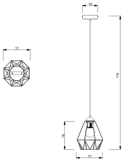 Lustră pe cablu BERGEN 1xE27/60W/230V neagră