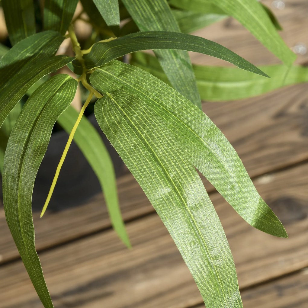 HOMCOM Plantă Artificială de Bambus, Înălțime 60 cm, din Poliester și PP, Verde, cu Vas de Ciment Ø15x12.5 cm | Aosom Romania