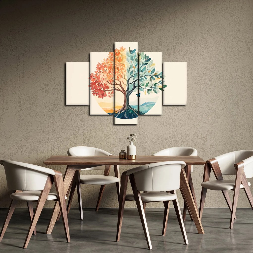 Tablou – Arbore dual cu fluture (150x105 cm)