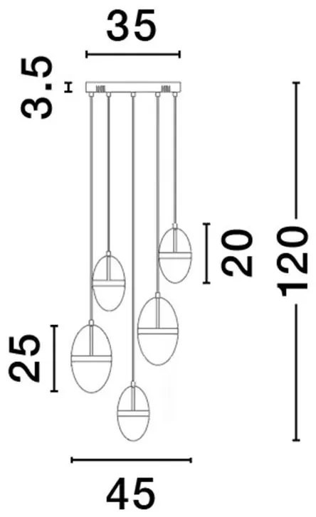Lustra cu 5 pendule LED design modern Egna