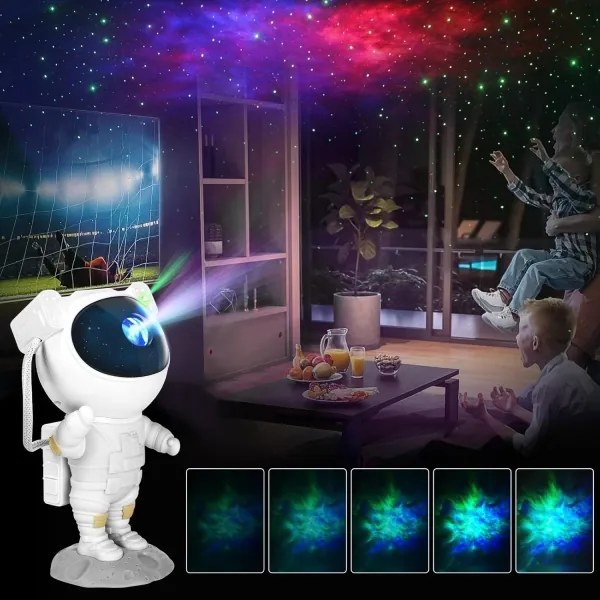 Proiector RGB LED în formă de astronaut, 5W/5V, cu telecomandă