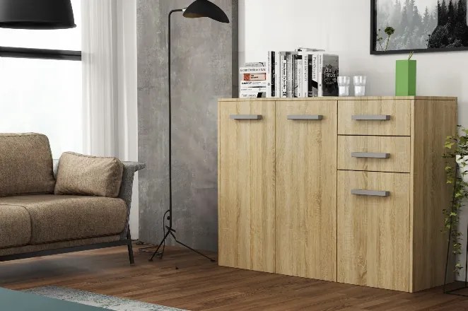 Comoda cu 3 usi si 2 sertare, stejar sonoma, 112 82 33 cm, Bortis Impex stejar sonoma
