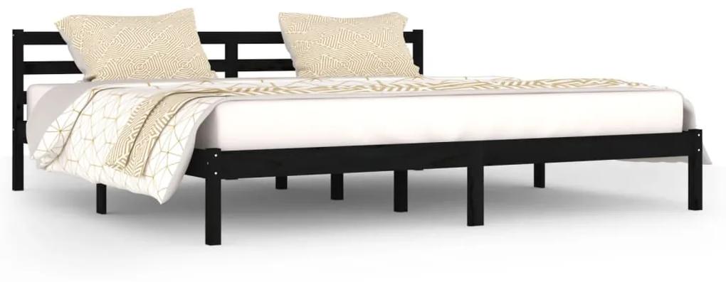 810454 vidaXL Cadru de pat, negru, 200x200 cm, lemn masiv de pin