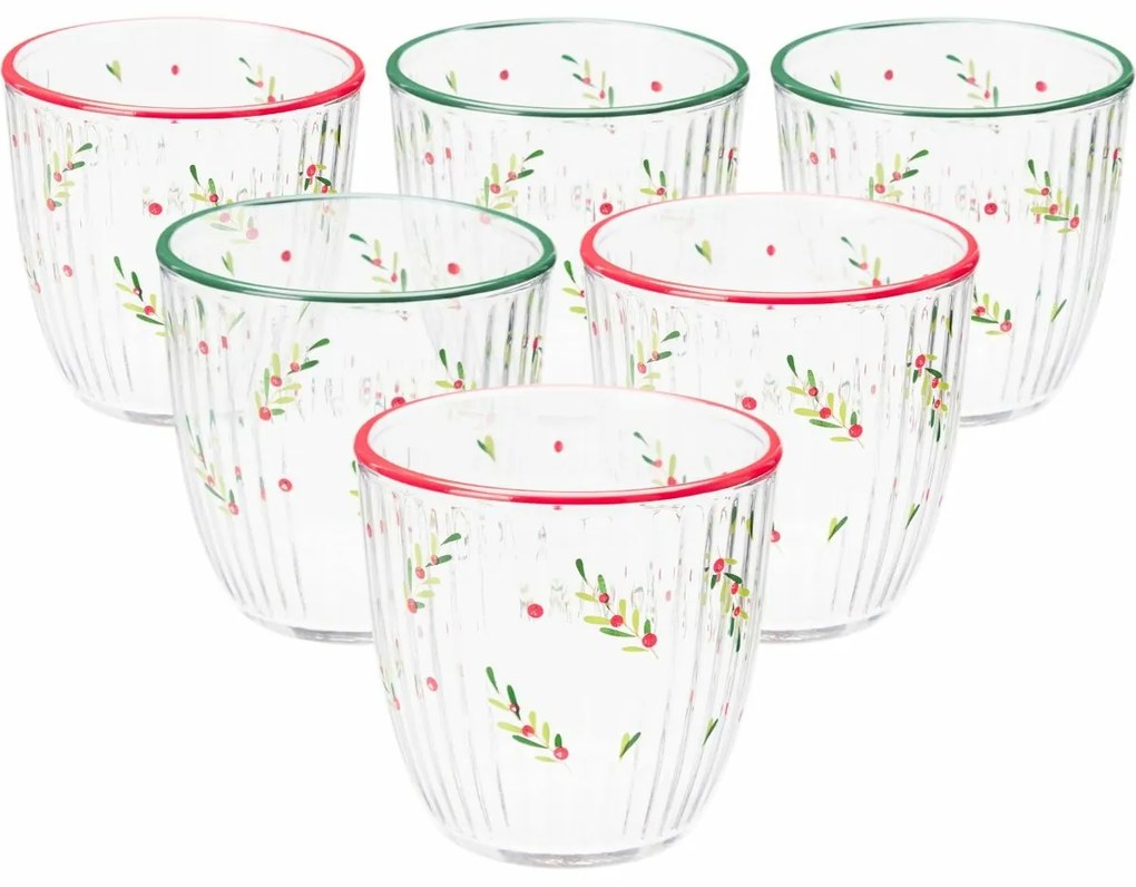 Set de 6 pahare de Crăciun Xmas Leaves 295 ml