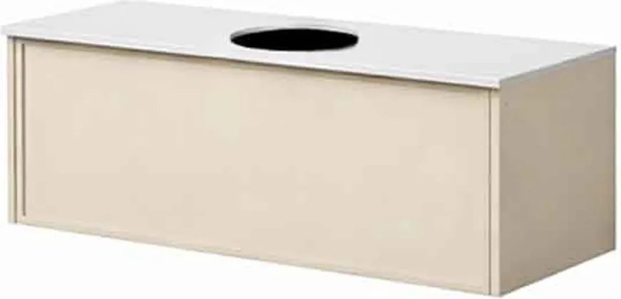 Set dulap baza suspendat KolpaSan Orphia 1 sertar 80 cm finisaj light grey cu blat Kerrock