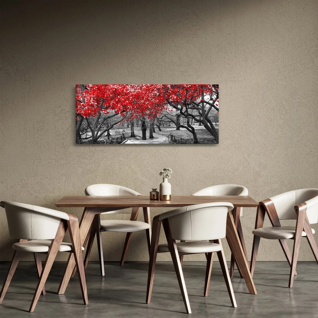 Tablou - Copaci roșii, Central Park, New York (120x50 cm)