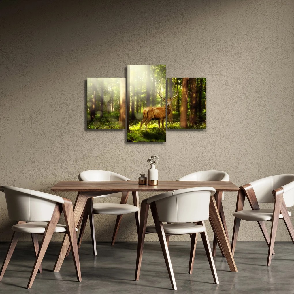Tablou cu cerbul în pădure (90x60 cm)