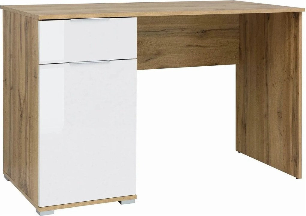 Birou ZELE, stejar wotan/alb, PAL laminat, 120x60x76 cm