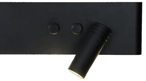 Spot de perete LED RESORT, LED/10W/230V + LED/3W, negru, montare pe partea dreaptă