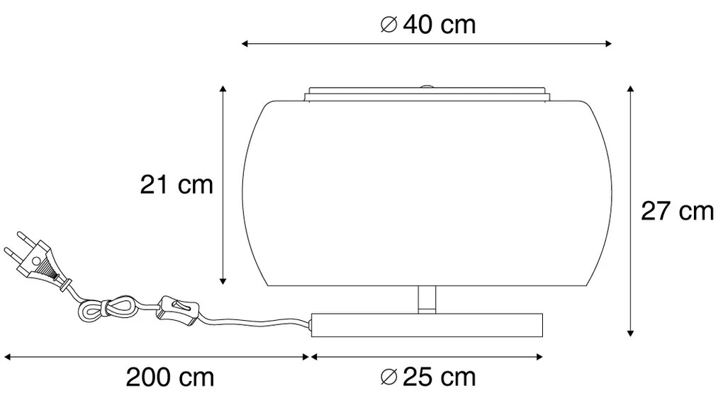 Lampă de masă de design neagră cu sticlă fumurie cu 2 lumini - Bino