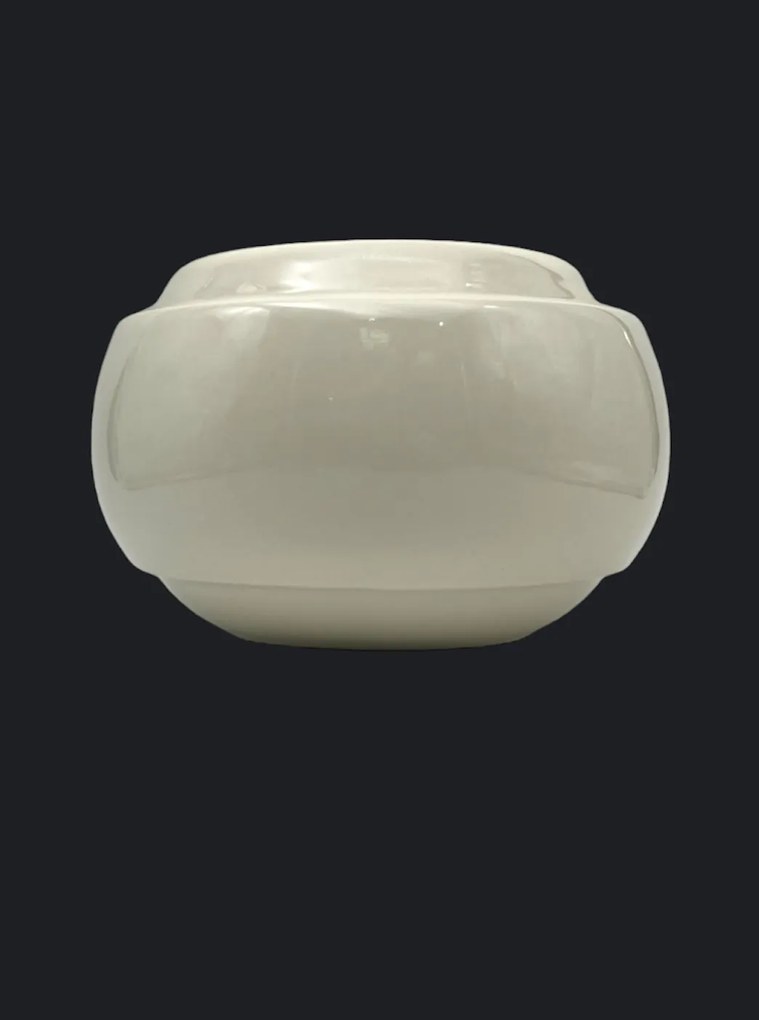 Vaza   Ghiveci Alb-Olive (20cm diametru, 14cm inaltime)