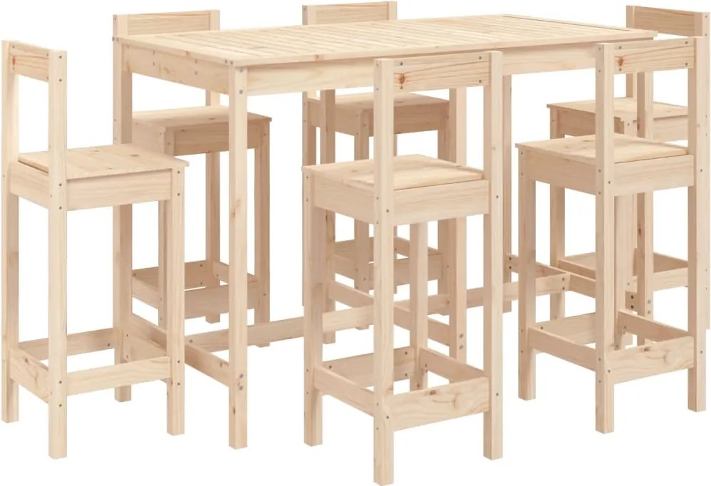 vidaXL Set bar de grădină, 7 piese, lemn masiv de pin