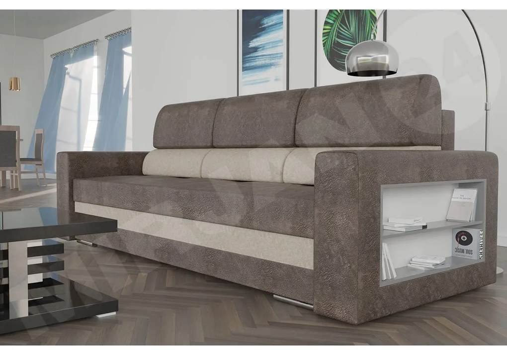 Canapea extensibilă Carona (maro deschis + Bej) (cu sp. depozitare). Promo -17%. 1105424