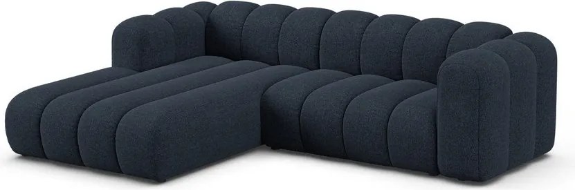 Colțar albastru închis cu tapițerie din chenille (cu colț pe partea stângă/cu șezlong) Lupine – Micadoni