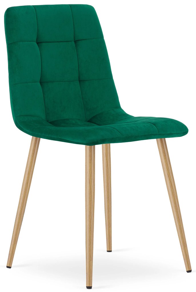 Scaun Bucatarie/Dining Jacob Verde Catifea Picioare Metalice Finisaj Lemn