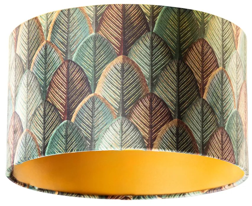 Abajur din catifea cu design frunze și interior auriu 35/35/20