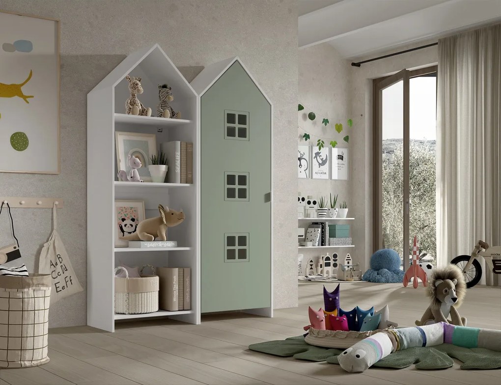Set 2 dulapuri pentru copii Casami Bruges tip căsuță de plajă – VERDE INTENS și unul deschis – Vipack