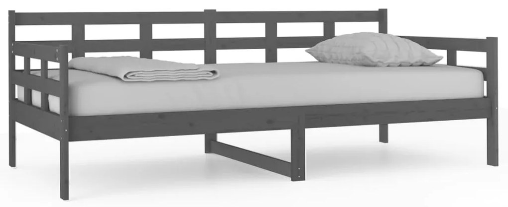 820369 vidaXL Pat de zi, gri, 90x190 cm, lemn masiv de pin