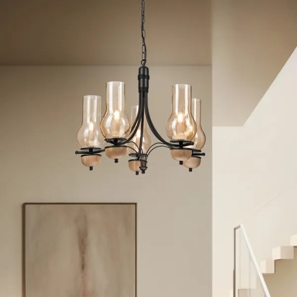 Lustră pe lanț Brilagi COTTAGE 5xE14/40W/230V fag/maro