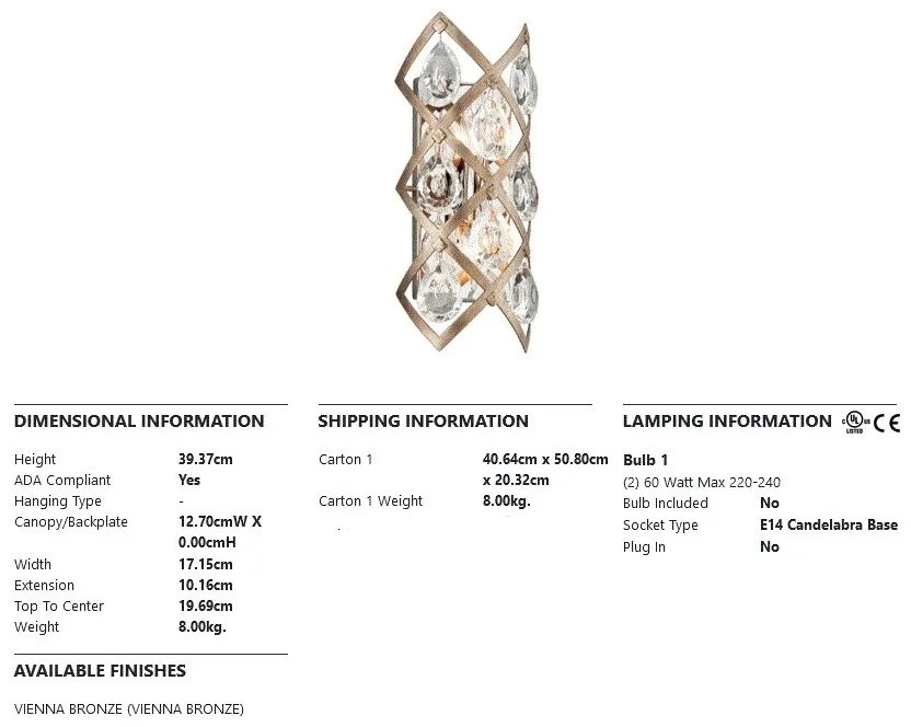 Aplica de perete LUX design elegant TIARA